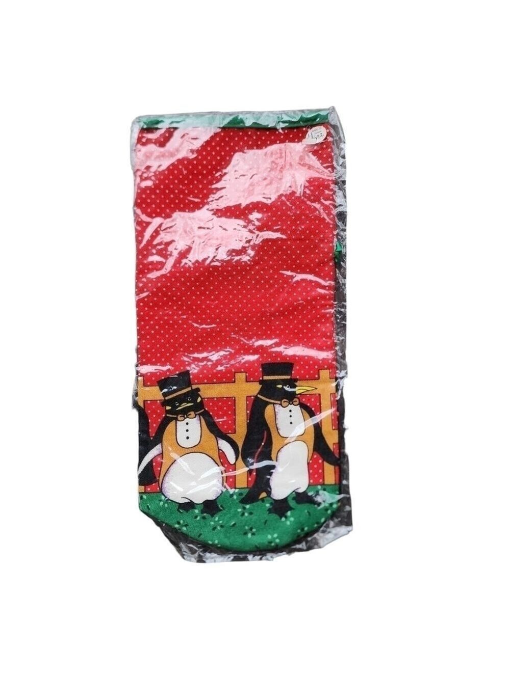 Vintage NOS Holiday Penguin Christmas wine bottle bag